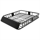 Universal Black Roof Rack Cargo Carrier w/ Extendable Luggage Hold Basket