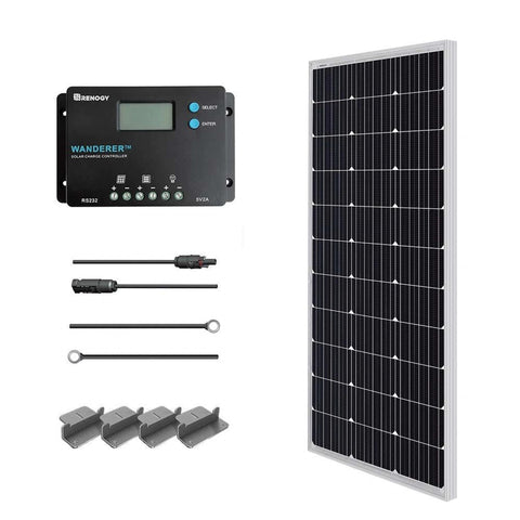 Renogy 100W 12V Monocrystallne Solar Starter Kit w/Wanderer 10A Charge Controller